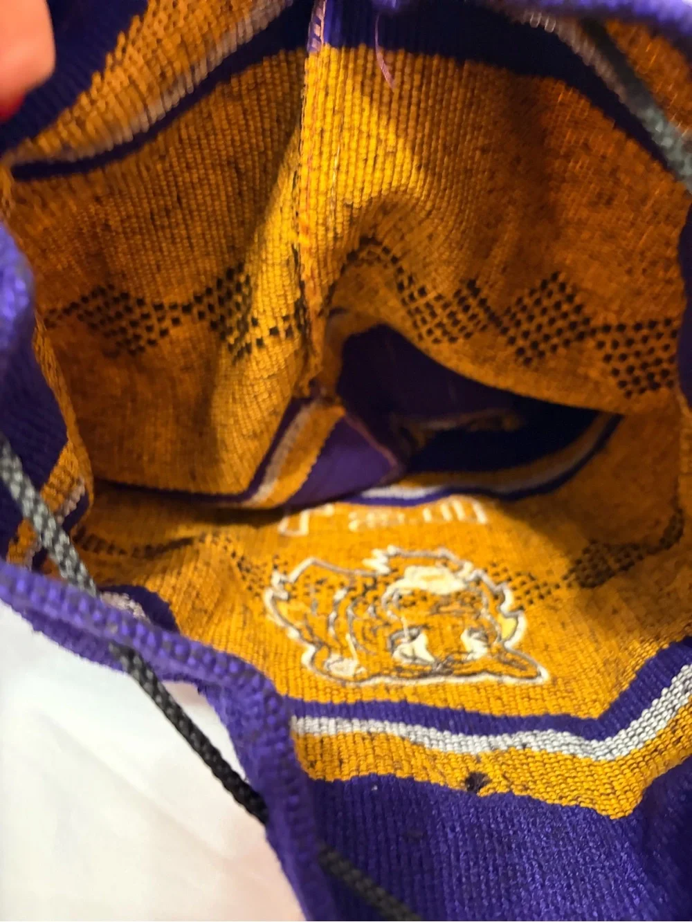 LSU Tigers Knit Drawstring Backpack — Purple & Gold